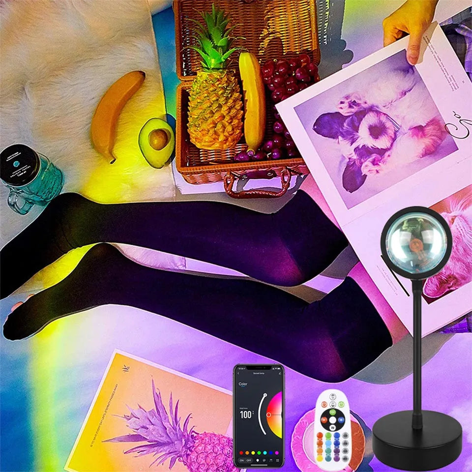 Smart Sunset Lamp RGB LED APP Remote USB Projection Light