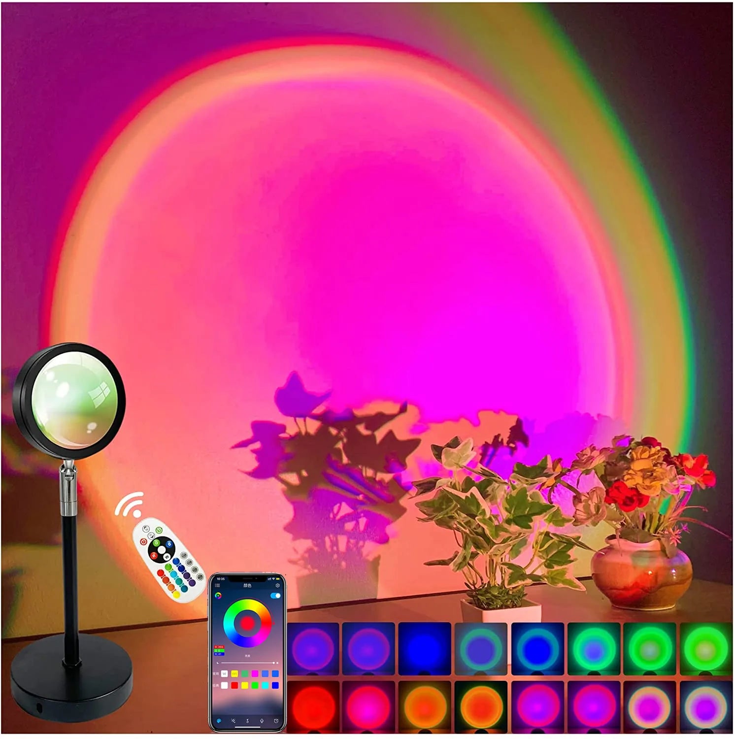 Smart Sunset Lamp RGB LED APP Remote USB Projection Light