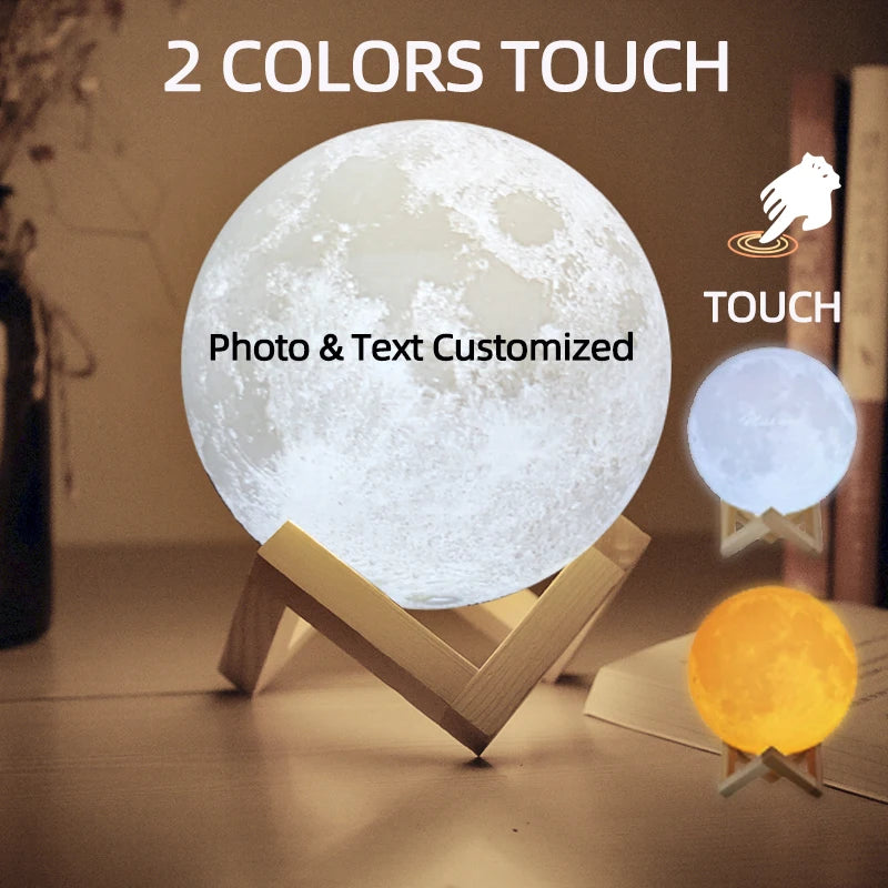 Personalized Moon Lamp 3D Printed Custom Photo USB Night Light