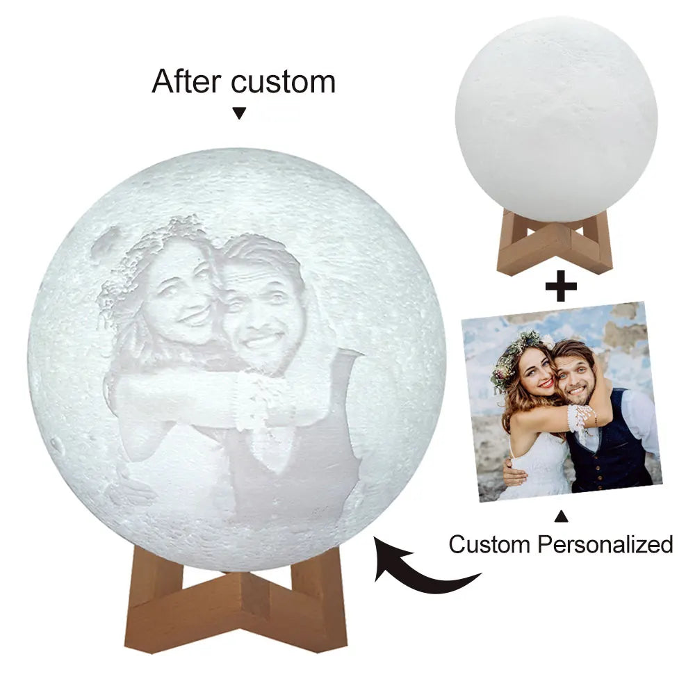 Personalized Moon Lamp 3D Printed Custom Photo USB Night Light