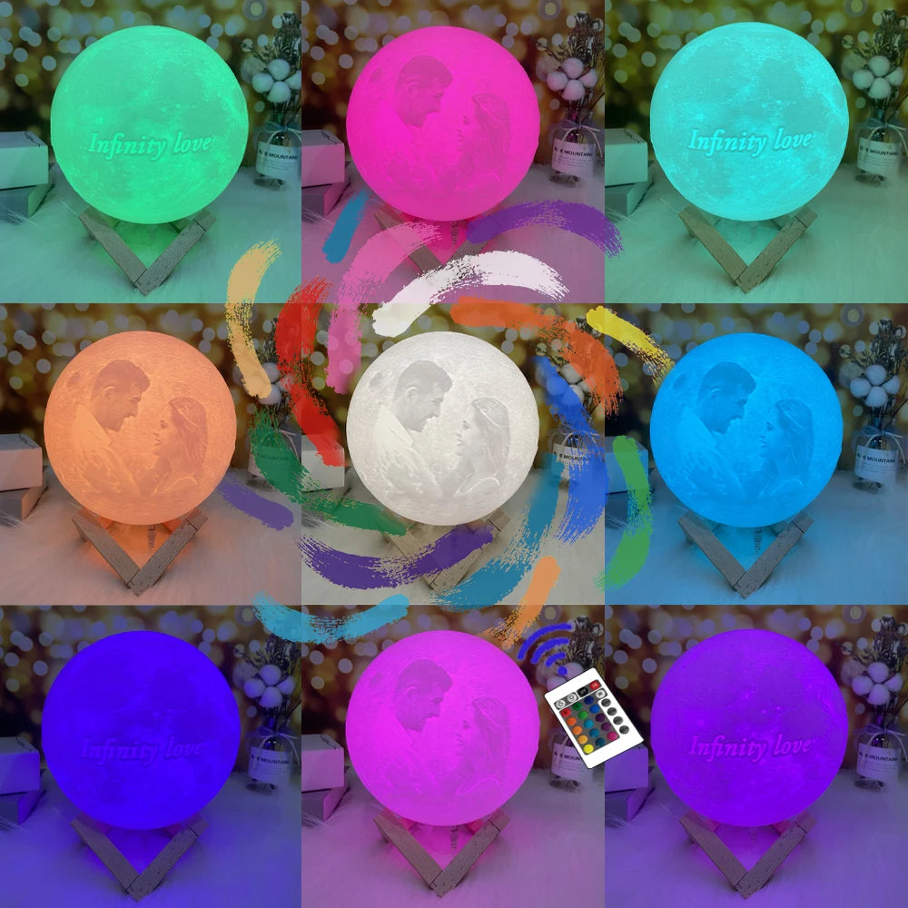 Personalized Moon Lamp 3D Printed Custom Photo USB Night Light