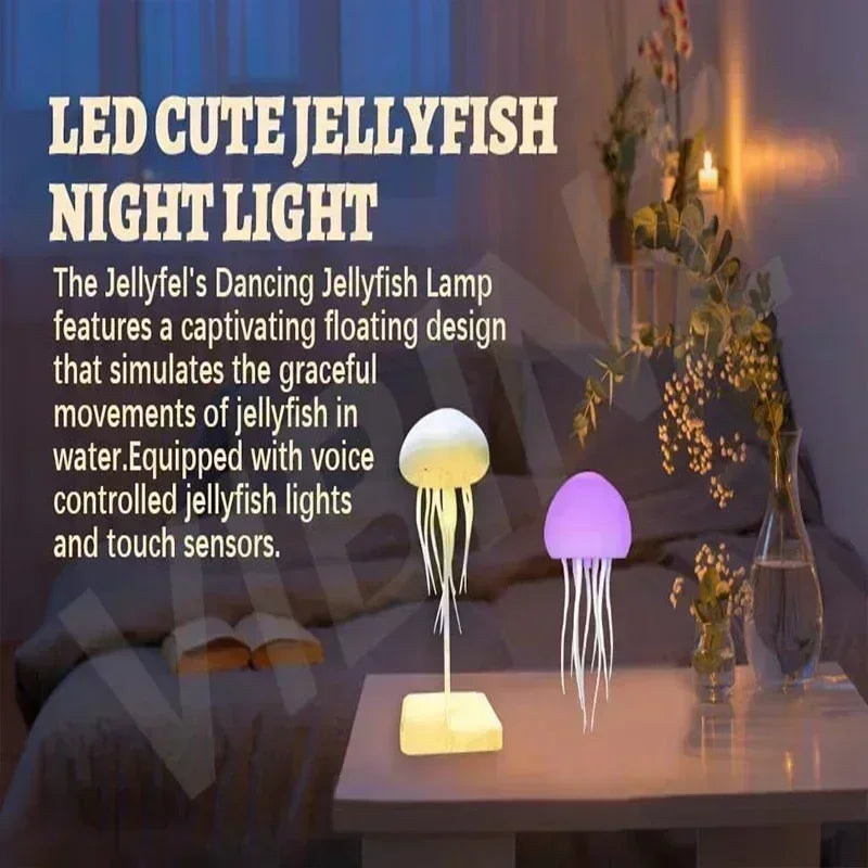 Jellyfish Bedroom Lamp LED Night Light with Voice Control