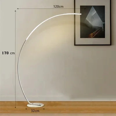 Nordic Modern Arc Shape Floor Lamp Led Dimmable Remote Control Standing Light For Living Room Bedroom Sofa Study Decor Lighting
