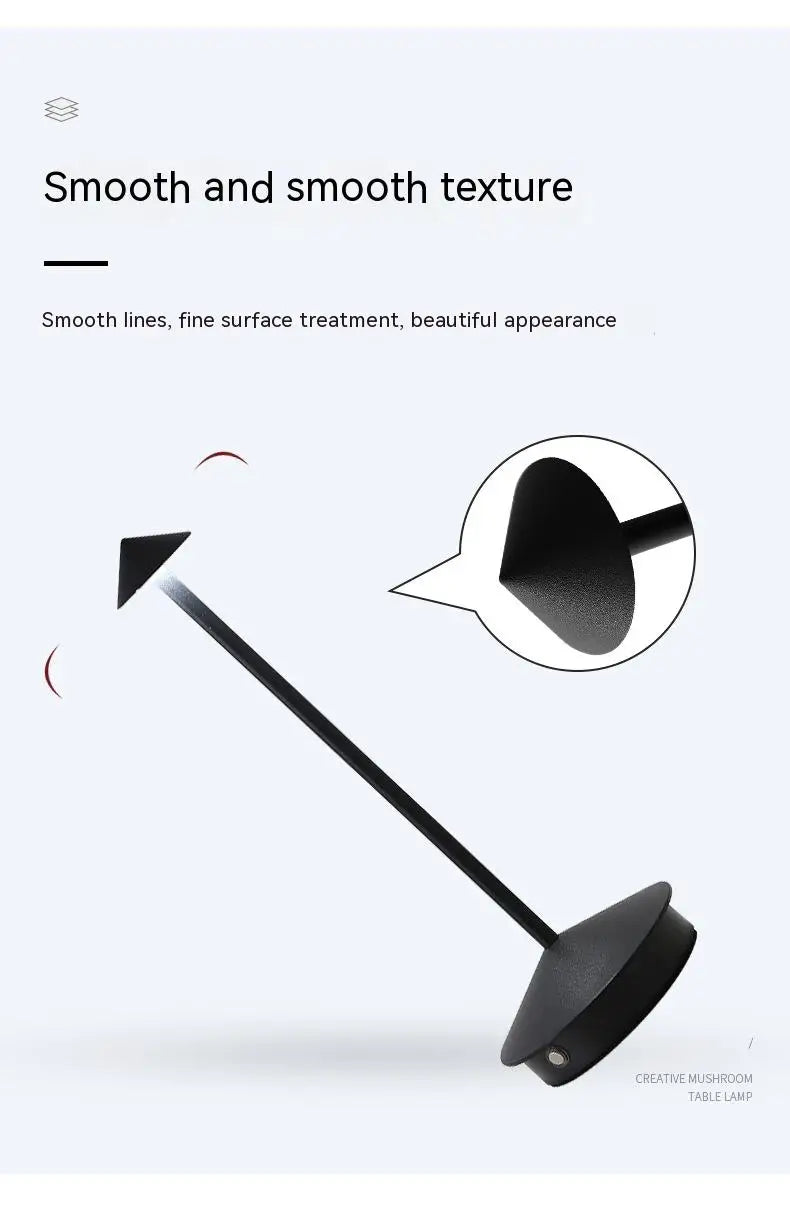 Rechargeable touch LED table lamp placed on a modern dining table in a stylish café-inspired interior.