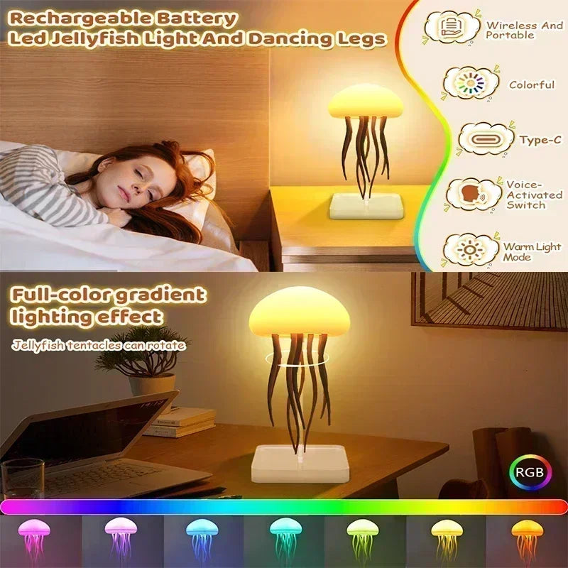 Jellyfish Bedroom Lamp LED Night Light with Voice Control