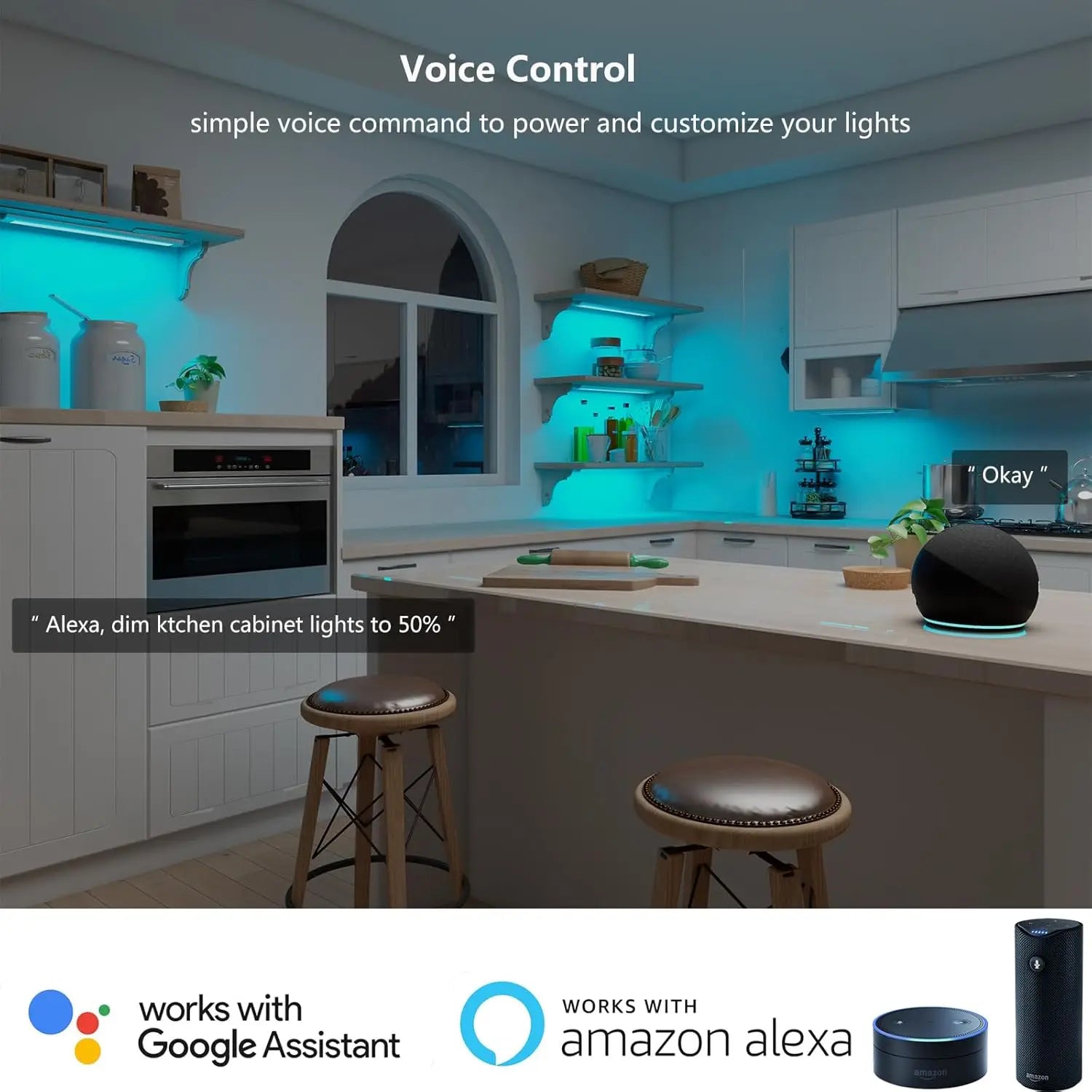 Smart Under Cabinet LED Lights RGB Zigbee 3.0 Alexa Dimmable