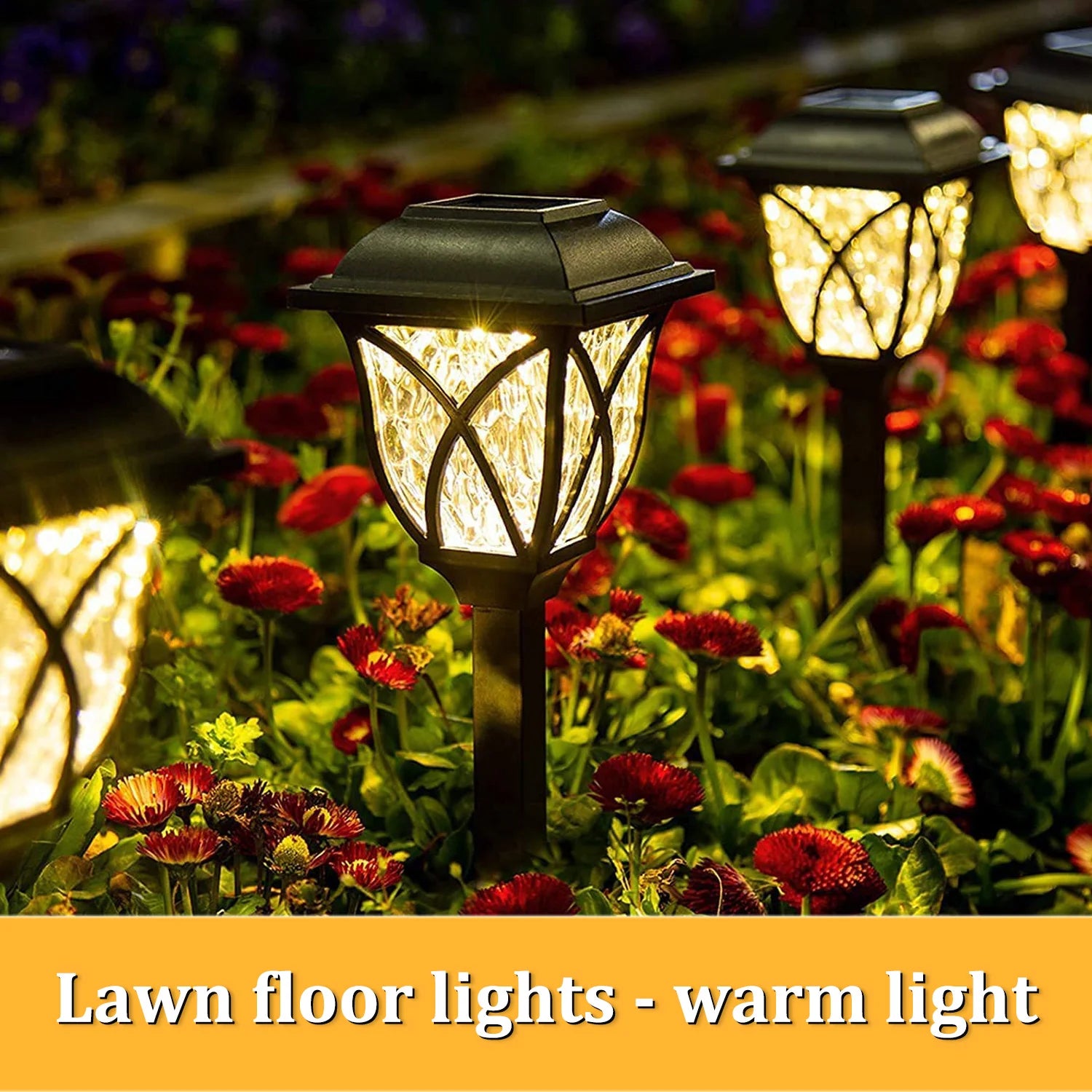 LED Solar Lawn Lights Outdoor Waterproof Warm Light 2 Pack