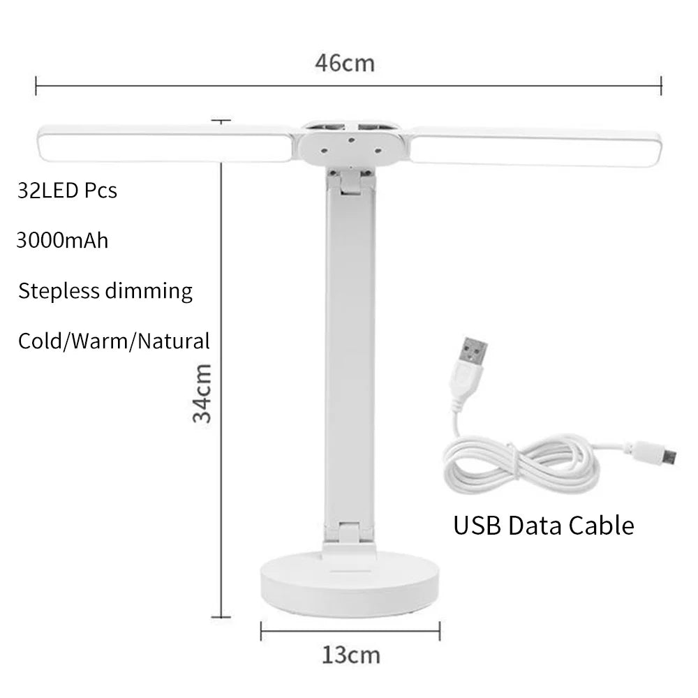 LED Desk Lamp with Clock, Calendar & Touch Dimmable Light USB