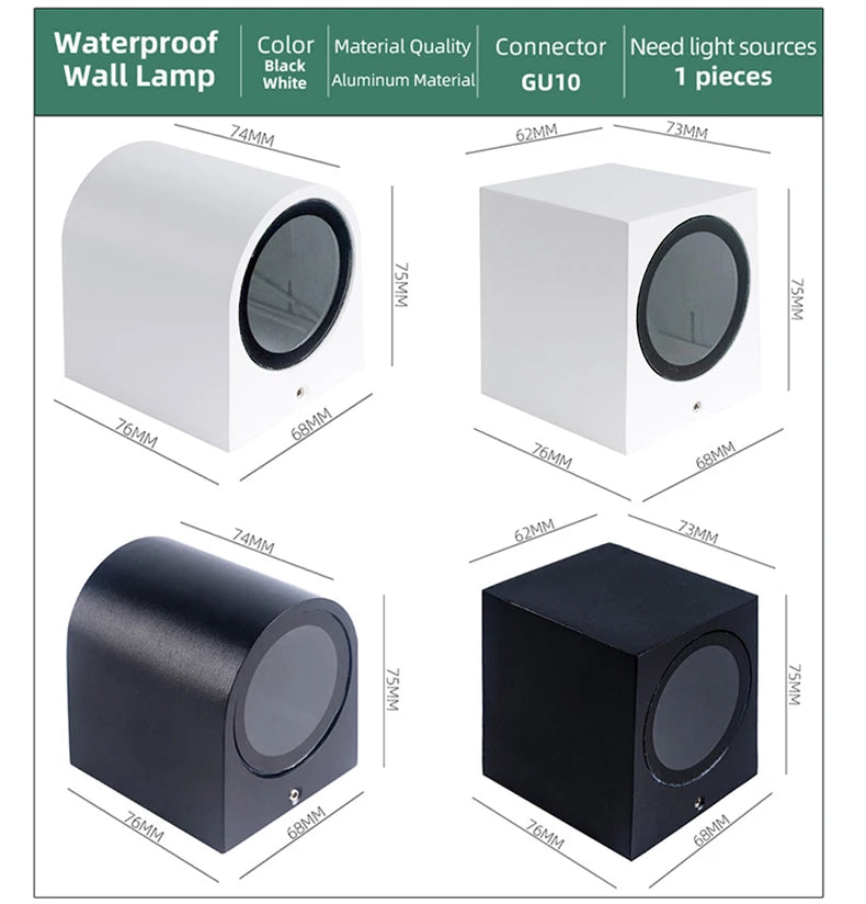 Modern IP65 Up & Down GU10 LED Wall Light for Outdoor Spaces