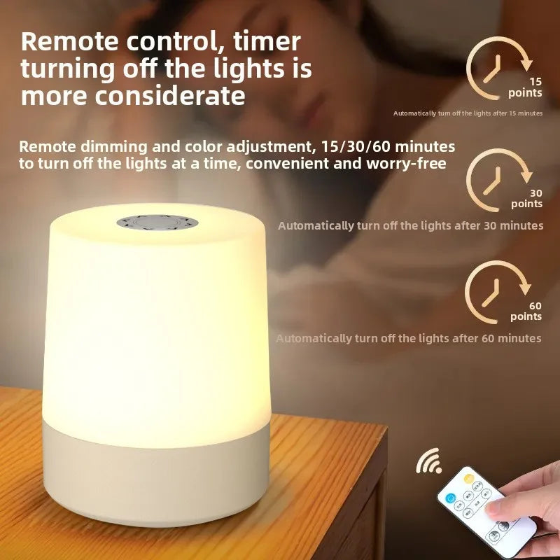 USB Touch Night Lamp LED Rechargeable Bedside Lamp Remote Control