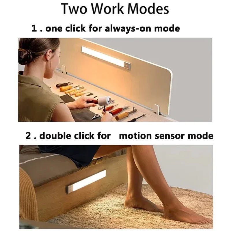 Under Cabinet Motion Sensor Light Rechargeable LED Strip Kitchen Light
