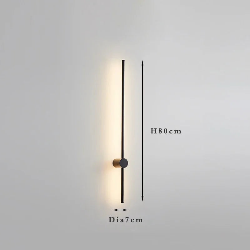 Nordic minimalist LED long wall light installed in a modern hallway with luxury interior décor.