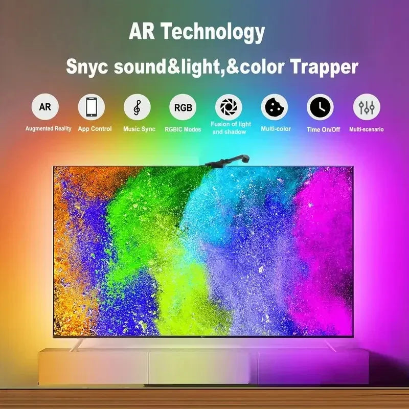 TV Backlight Strip Color Pickup RGBIC LED Strip Lights for 55-75 inch Screens Smart Sync Gaming Room Decor Atmosphere Lights