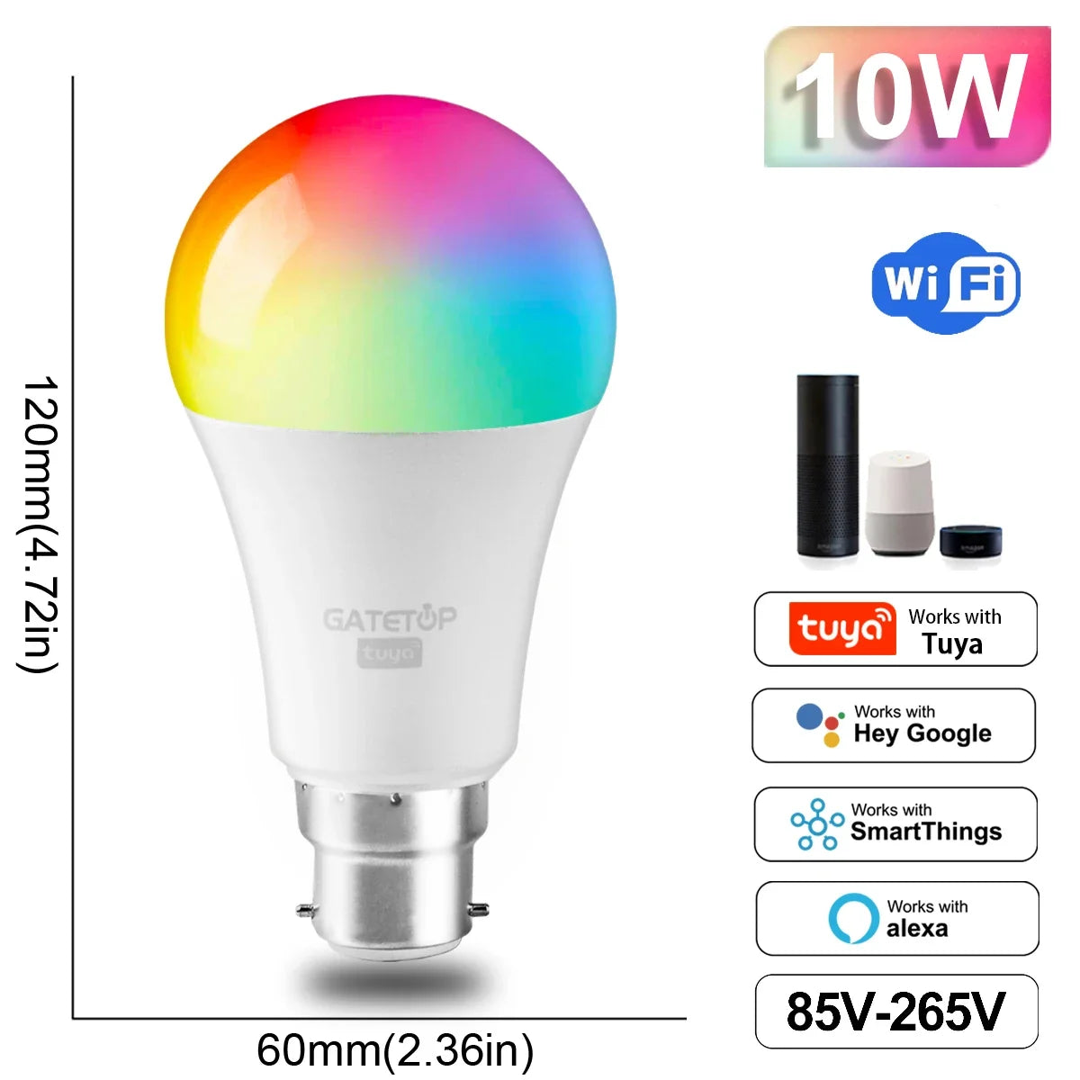 Smart RGB LED Bulb WiFi Dimmable Tuya Alexa Google Home