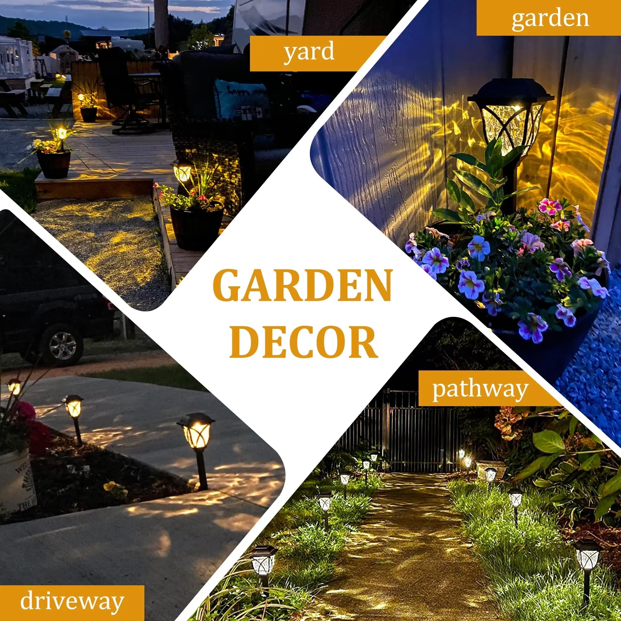 LED Solar Lawn Lights Outdoor Waterproof Warm Light 2 Pack