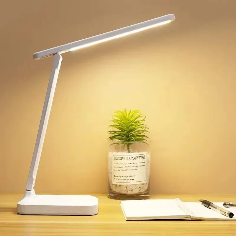 LED Desk Lamp with Clock, Calendar & Touch Dimmable Light USB
