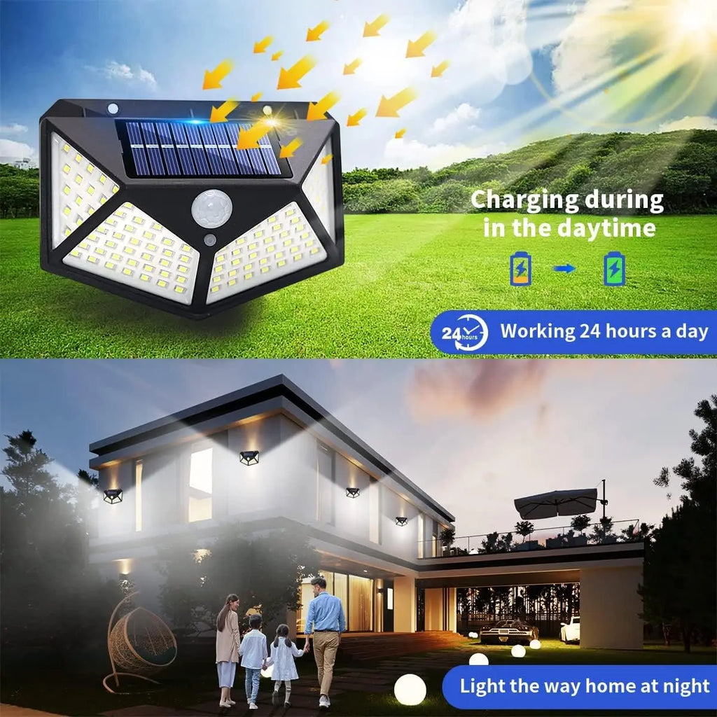 Solar Motion Sensor Security Light 100 LED Outdoor Waterproof PIR