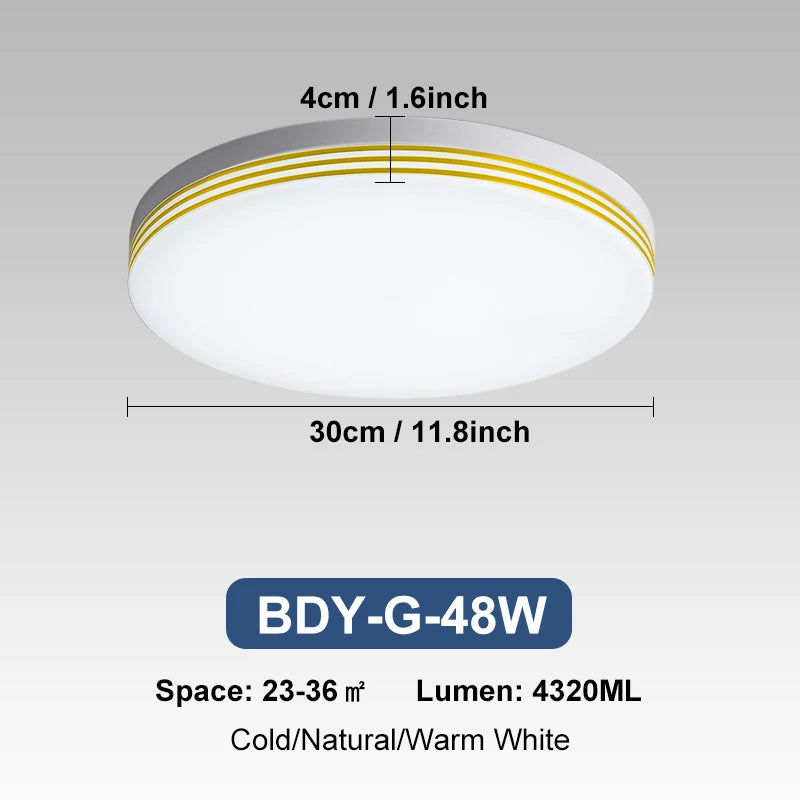 Modern Square LED Ceiling Light shown with size specifications and lumen details, ideal for various room applications.