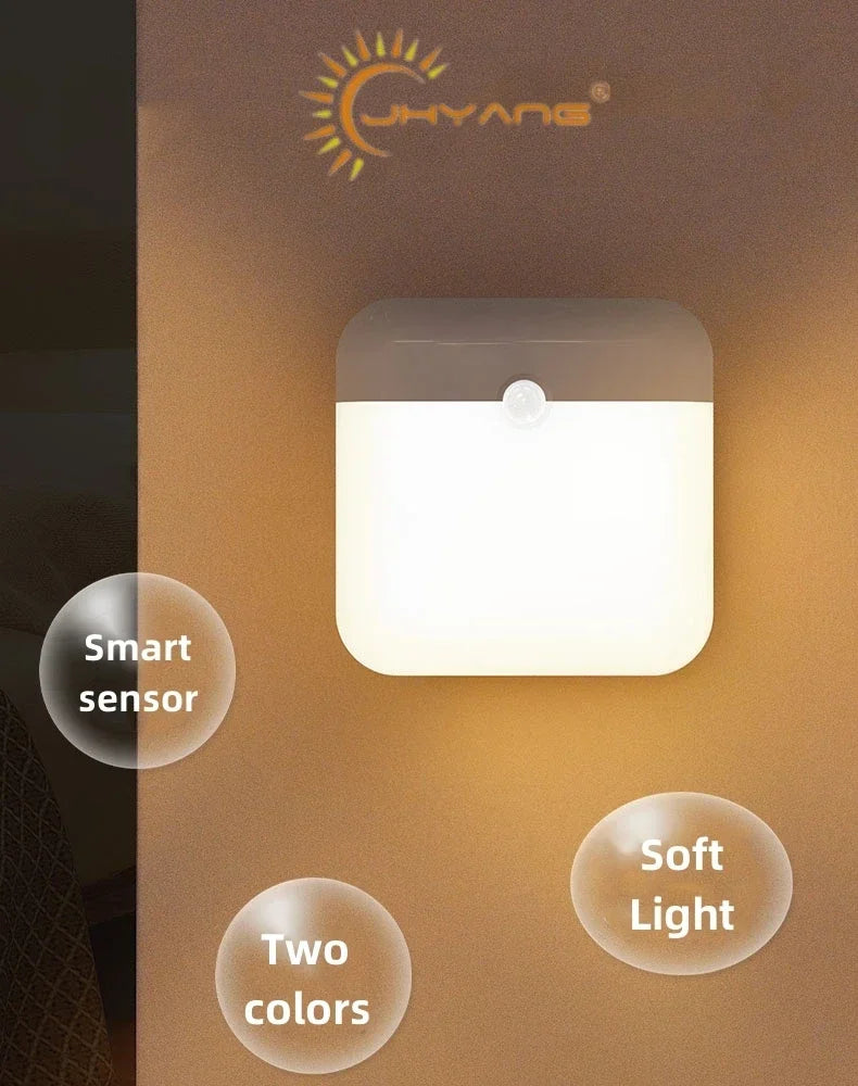 Motion Sensor Night Light USB Rechargeable LED Lamp for Home