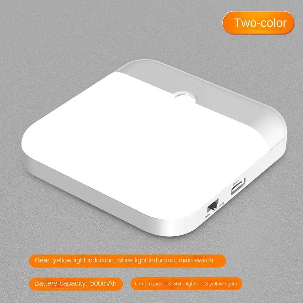 Motion Sensor Night Light USB Rechargeable LED Lamp for Home