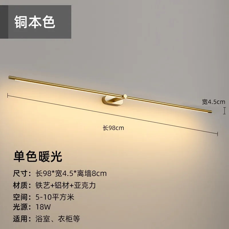 LED Mirror Bathroom long strip Wall Lamps Modern Bedroom Bedside Minimalist Ceiling Light Wall Sconces Decor Lighting Fixtures