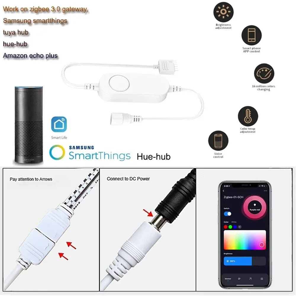 Smart Under Cabinet LED Lights RGB Zigbee 3.0 Alexa Dimmable