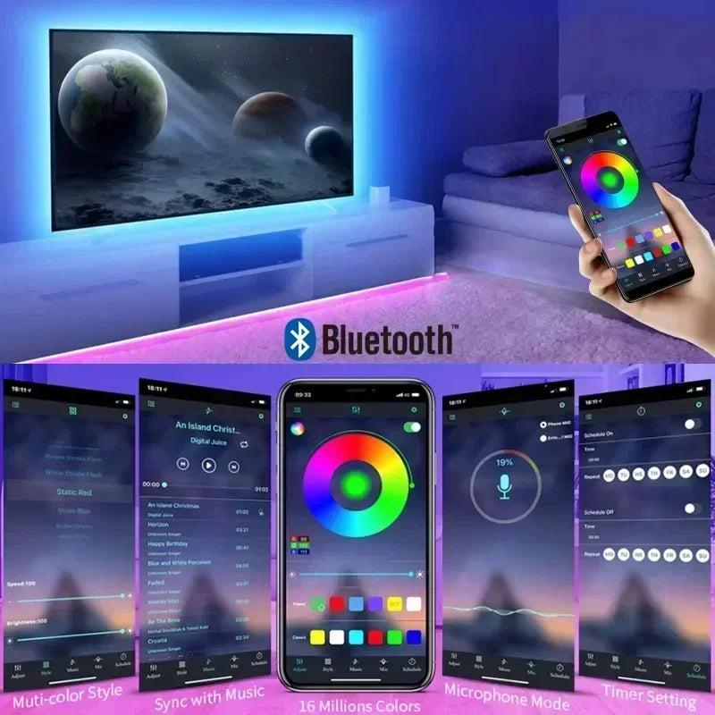 RGB LED Strip Lights USB 5V App Control Music Sync Room Decor