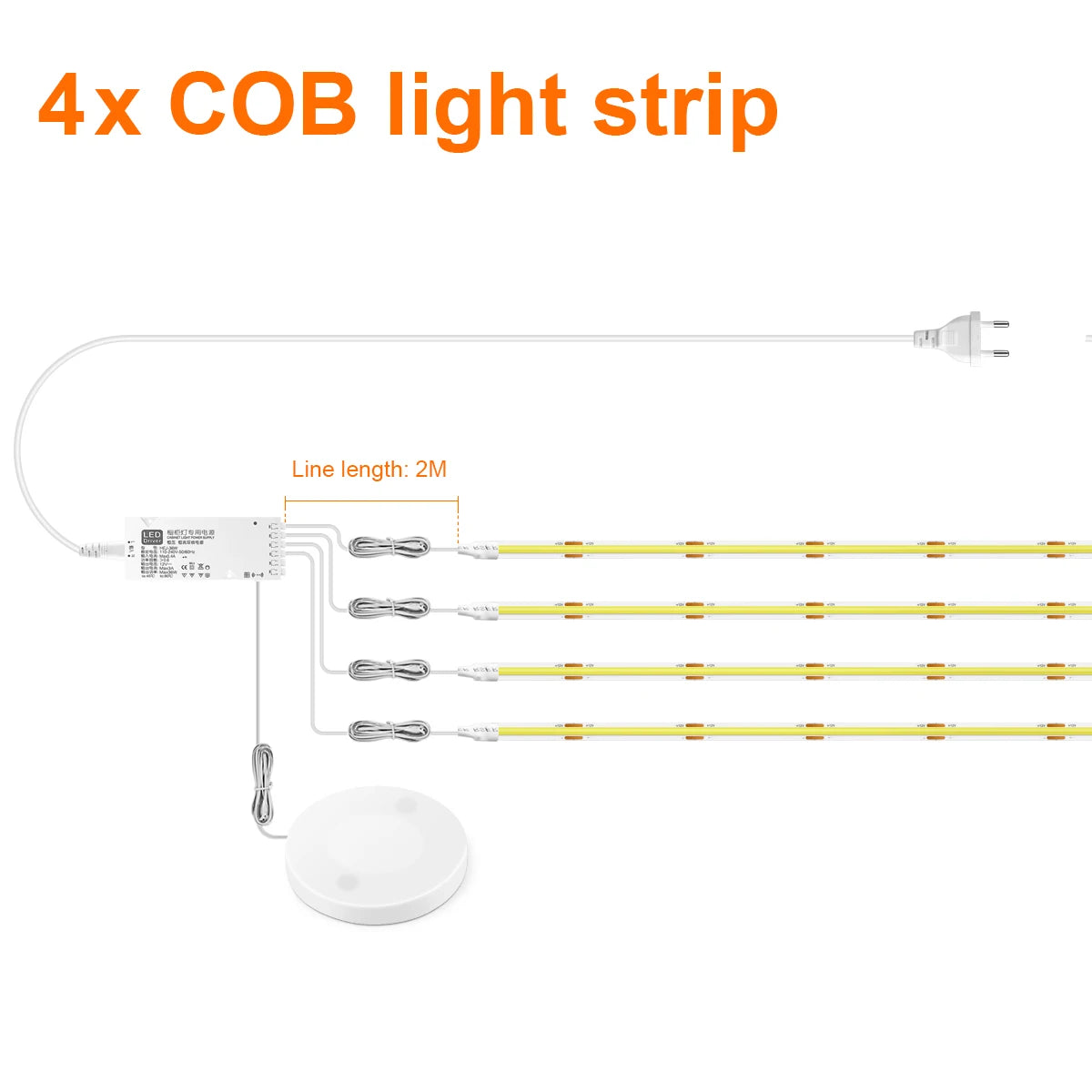 Under Cabinet LED Strip Light COB Dimmable Touch Sensor Closet Light