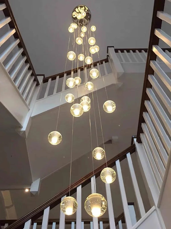 Modern Spiral Crystal LED Chandelier for Staircase & High Ceiling