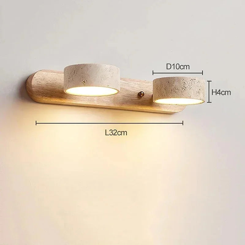 Rotatable LED Vanity Mirror Light Wabi Sabi Travertine Natural Stone Anti-Corrosion Rust-Proof Wall Lamp for Vanity Bathroom Dec