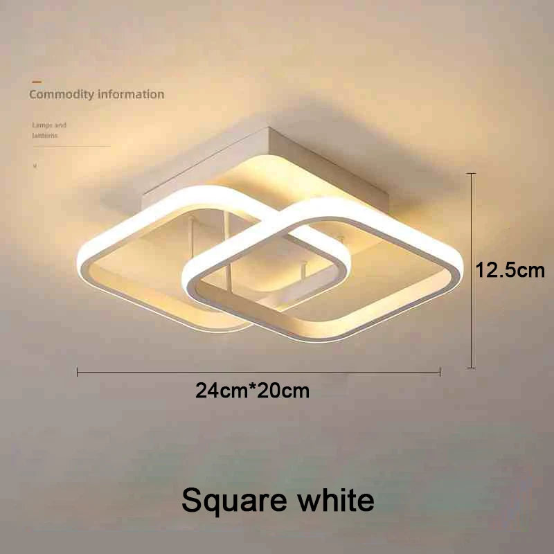 Modern 2 ring LED ceiling light installed in a stylish hallway with contemporary interior décor.