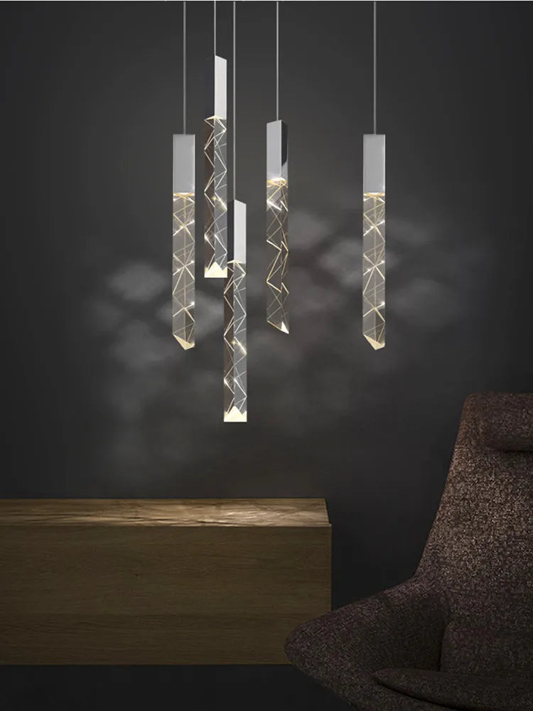 New Staircase Chandelier LED Modern Duplex Loft Spiral Long Chandelier Creative Villa Living Room Bedroom Hanging Crystal Light