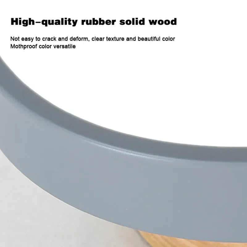 Nordic wood round LED ceiling light installed in a modern hallway with Scandinavian-inspired interior décor.