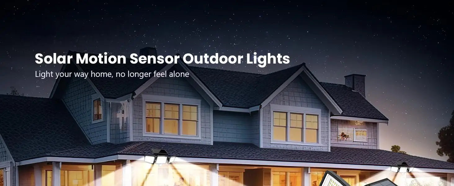 Solar Motion Sensor Security Light Outdoor Waterproof 3 Head LED