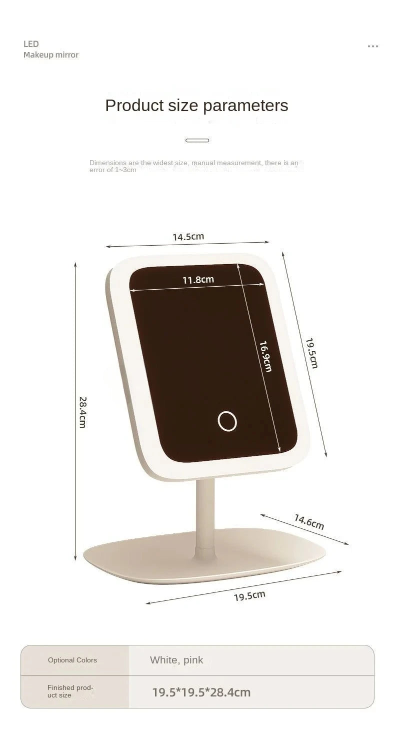 Rechargeable LED Vanity Mirror 3 Color Dimmable Touch Makeup Mirror