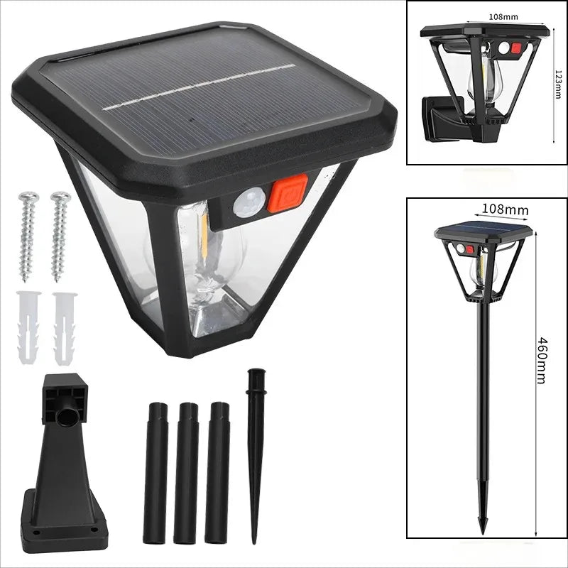 Solar Motion Sensor Light Outdoor LED Waterproof Lawn Street Garden Villa Porch Wall Mounted and Plug-in Dual-Purpose Camping
