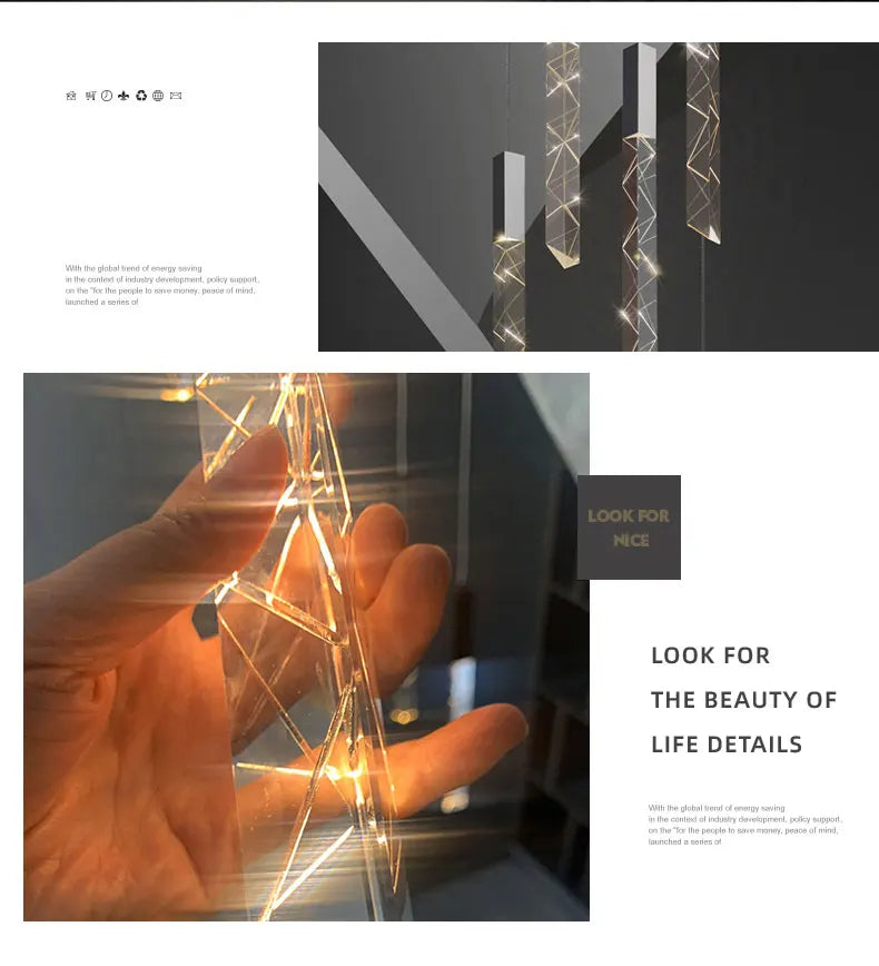 New Staircase Chandelier LED Modern Duplex Loft Spiral Long Chandelier Creative Villa Living Room Bedroom Hanging Crystal Light
