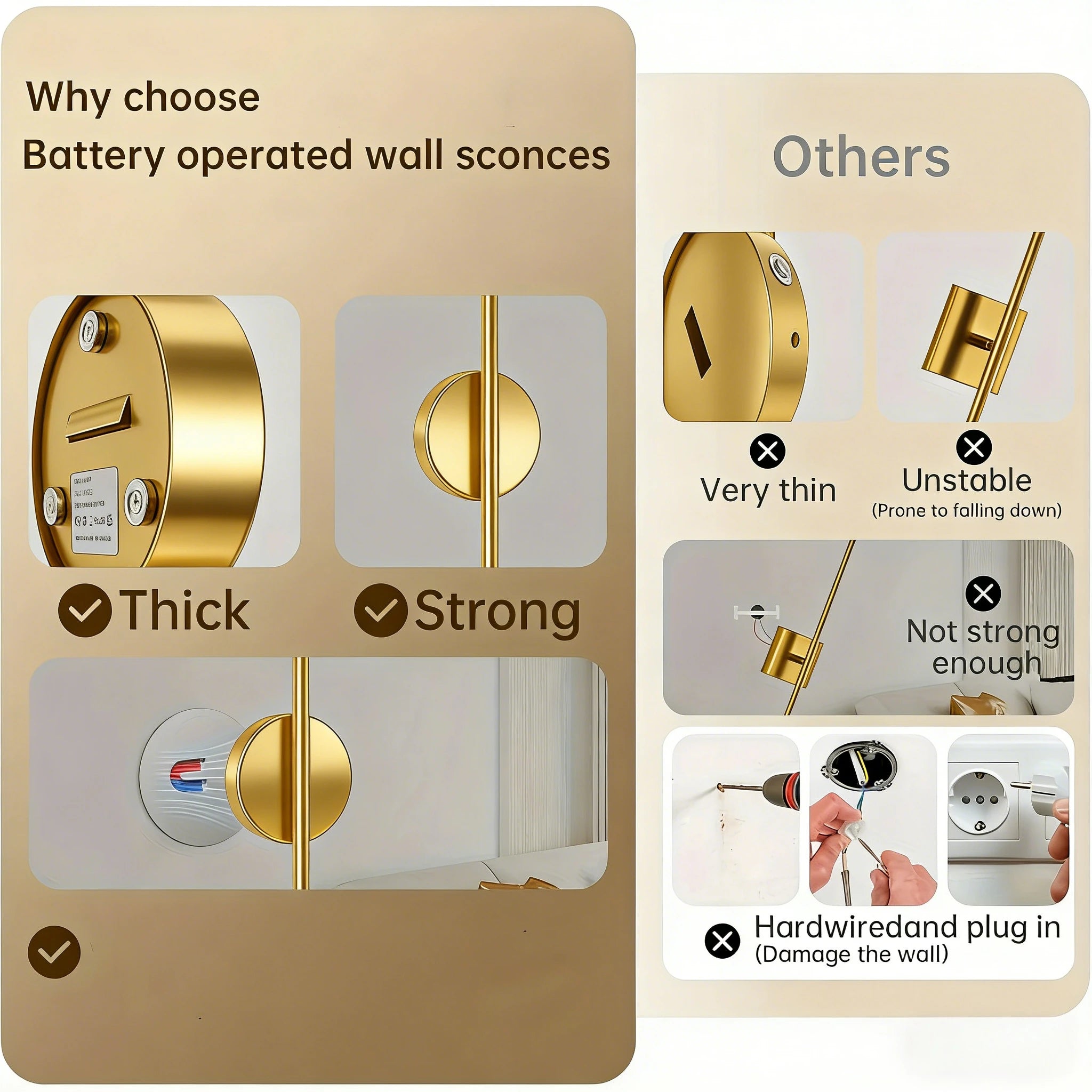 Wireless rechargeable LED wall sconce with remote control mounted beside a modern bedroom bed.
