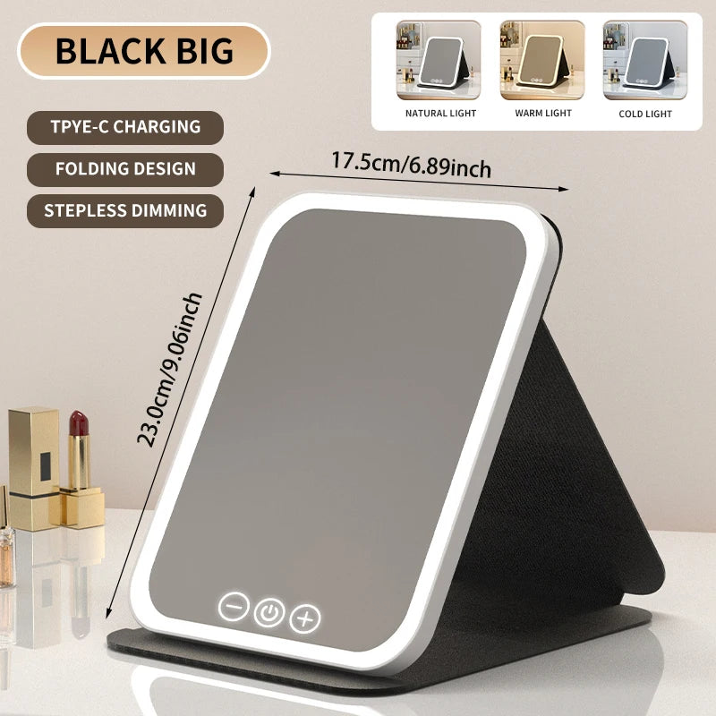 LED Makeup Mirror 3 Color Dimmable Touch Screen Rechargeable