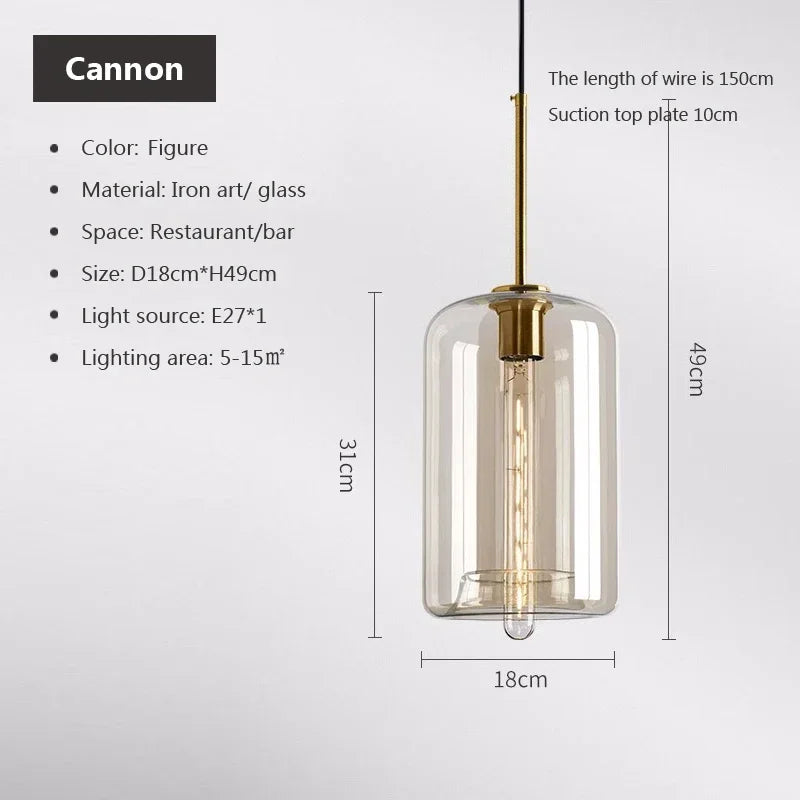 Nordic glass pendant light suspended above a kitchen island in a modern Scandinavian-inspired home.