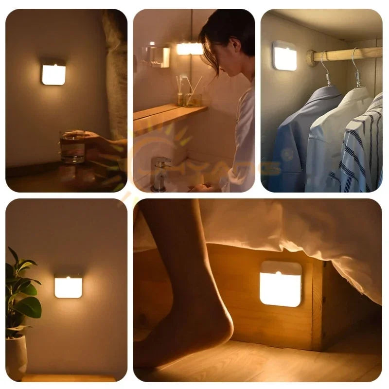 Motion Sensor Night Light USB Rechargeable LED Lamp for Home