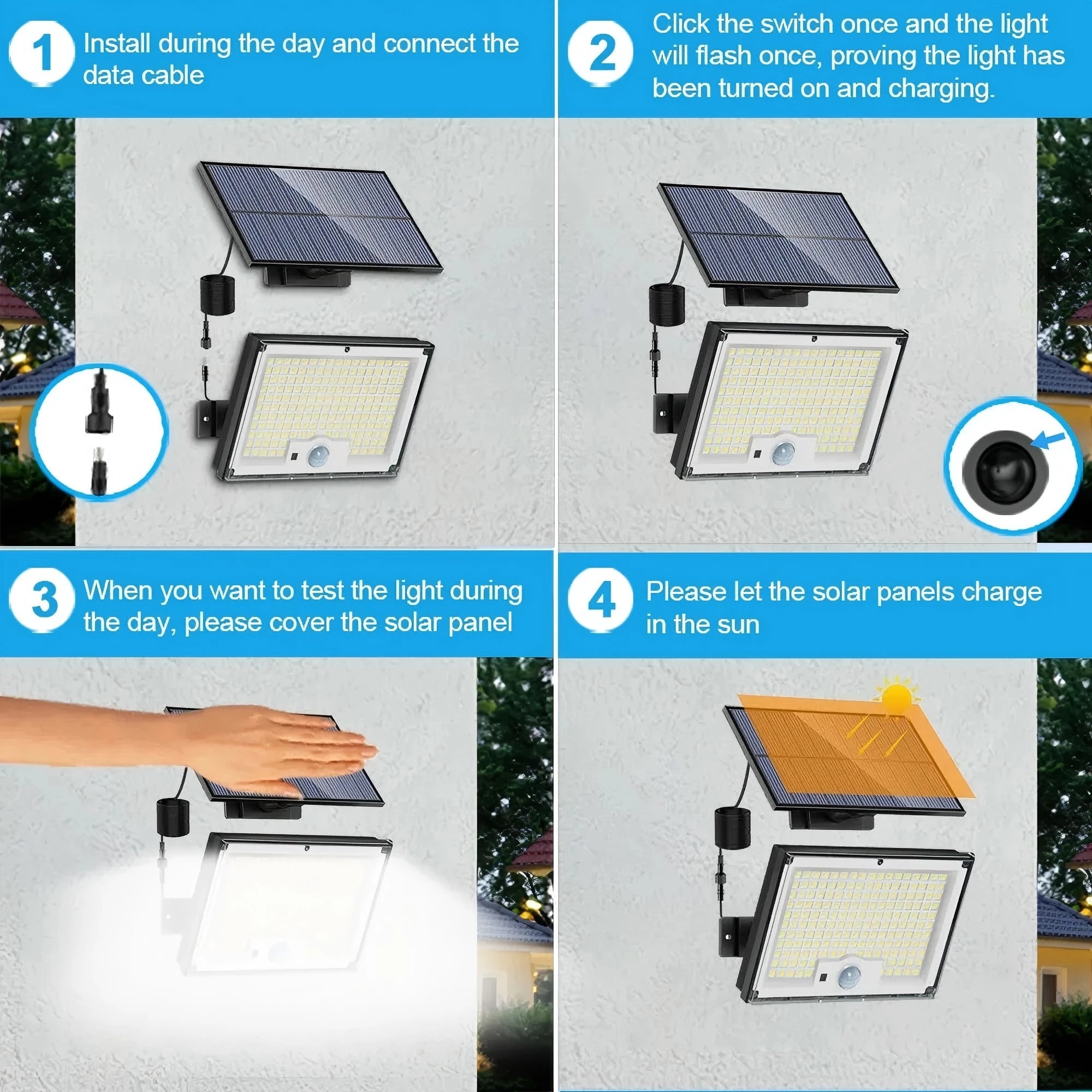 Solar motion sensor light 400LED outdoor security garden light