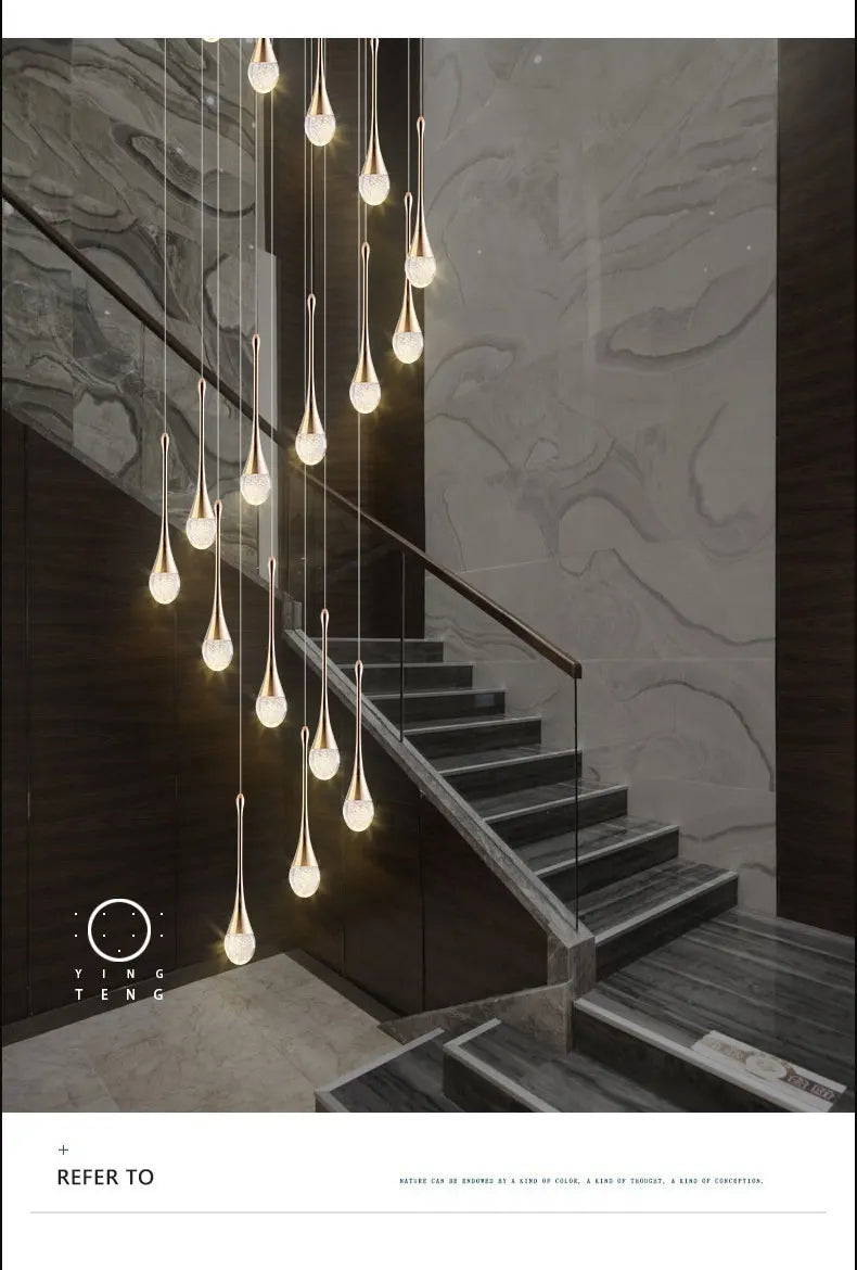 Modern bubble crystal pendant light hanging above a kitchen island in a luxury contemporary home.