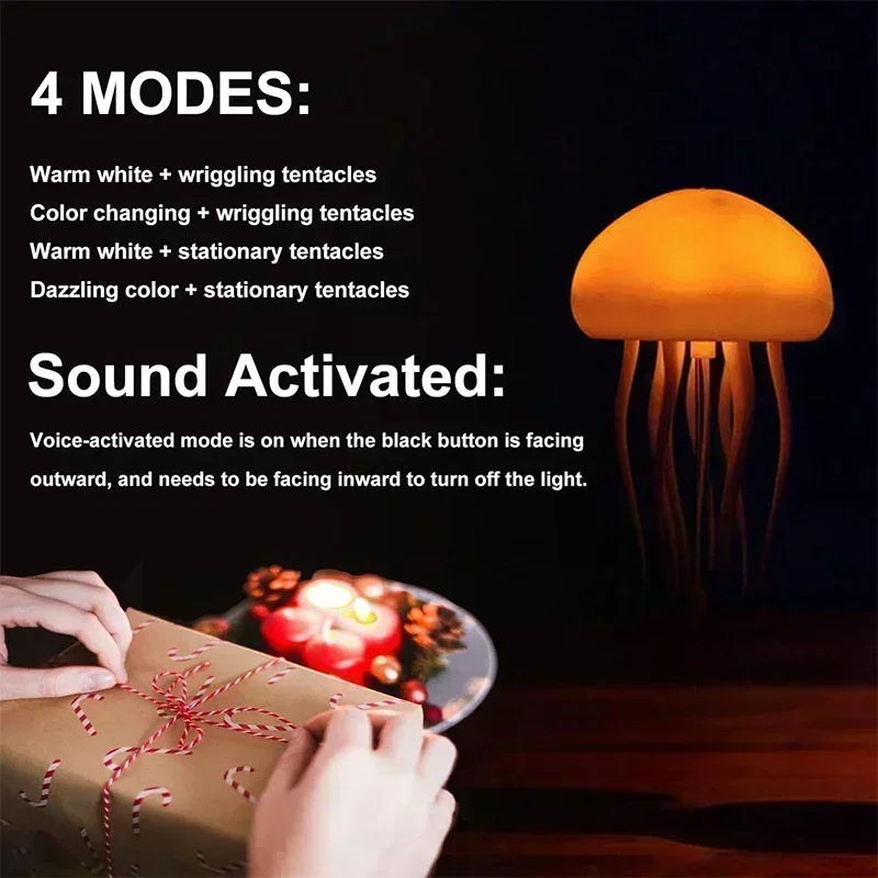 Jellyfish Bedroom Lamp LED Night Light with Voice Control