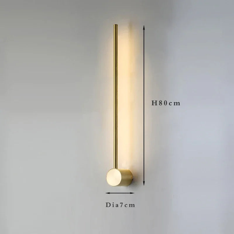 Nordic minimalist LED long wall light installed in a modern hallway with luxury interior décor.
