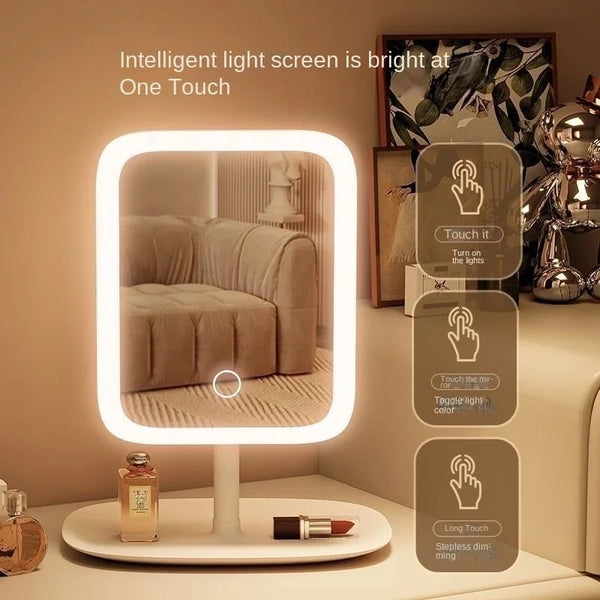 Rechargeable LED Vanity Mirror 3 Color Dimmable Touch Makeup Mirror