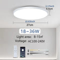 Smart dimmable LED ceiling light with remote control installed in a modern bedroom.