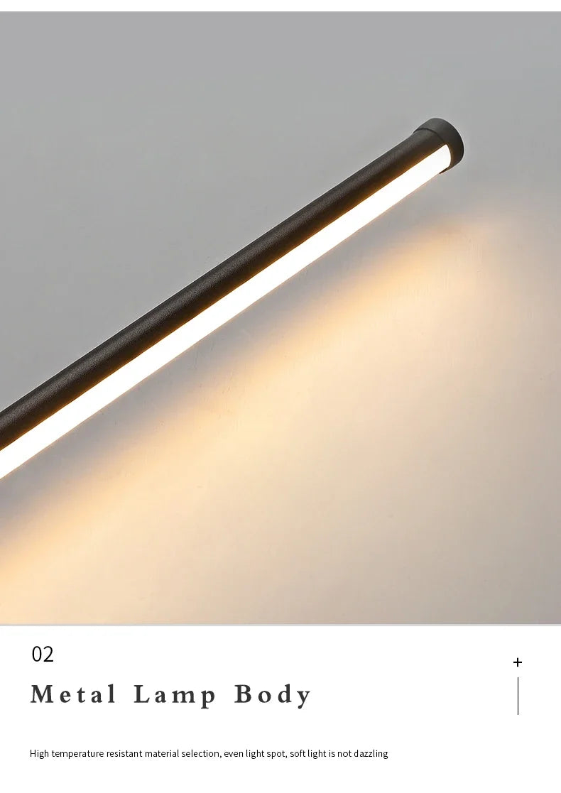 Nordic minimalist LED long wall light installed in a modern hallway with luxury interior décor.