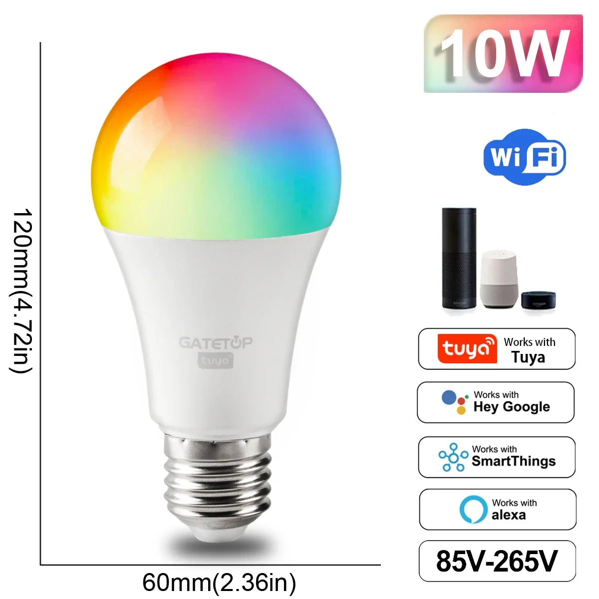 Smart RGB LED Bulb WiFi Dimmable Tuya Alexa Google Home