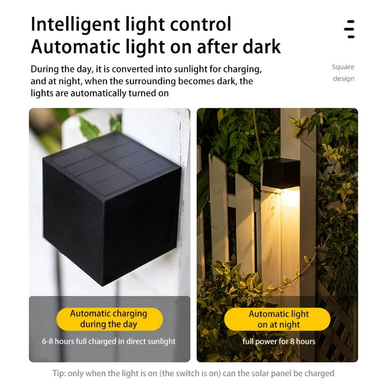 Solar Garden Wall Lamp Outdoor Fence and Courtyard Light